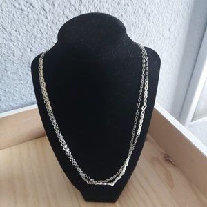 Vintage Coro Silver Toned/White Loop & Box Necklace